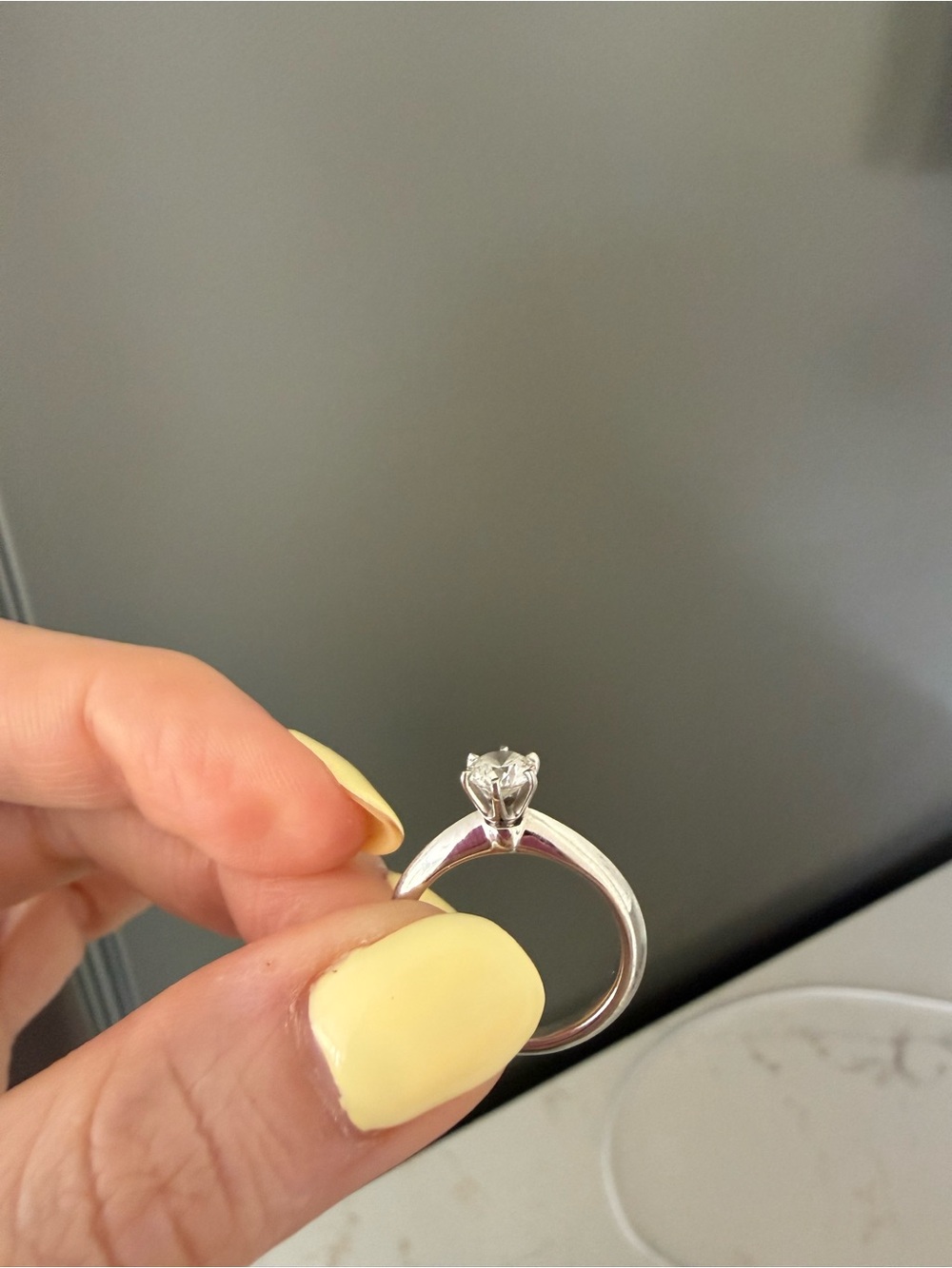 Tiffany & Co. Platinum Solitaire Ring with Tiffany Blue Box - Picture 8 of 12